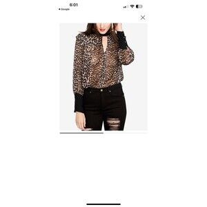 Rachel Roy Womens Leopard Tie Chocker Knit Blouse Size 0 NWT